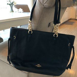 Coach black leather large handbag